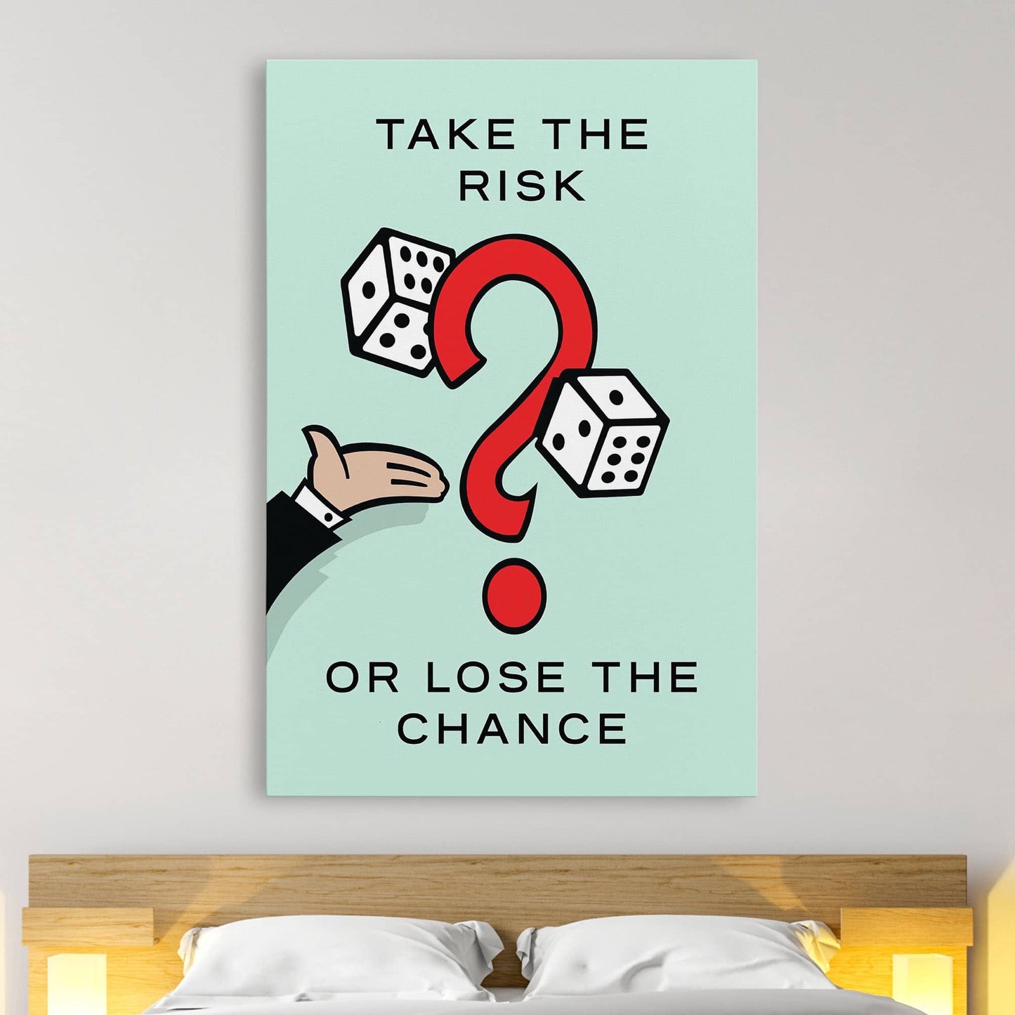 RYCANVAS Take The Risk Or Lose The Chance Motivational Canvas Wall Art - Office Millionaire Pop Art Alec Monopoly Decor