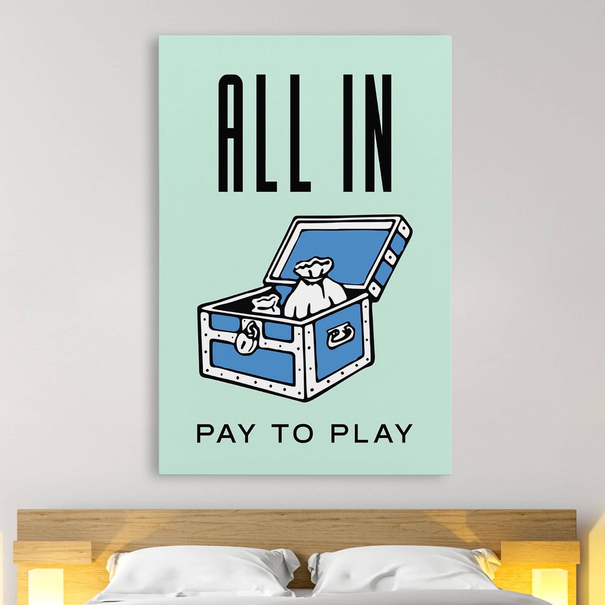 RYCANVAS All In Pay To Play Motivational Canvas Wall Art - Office Millionaire Pop Art Alec Monopoly Decor