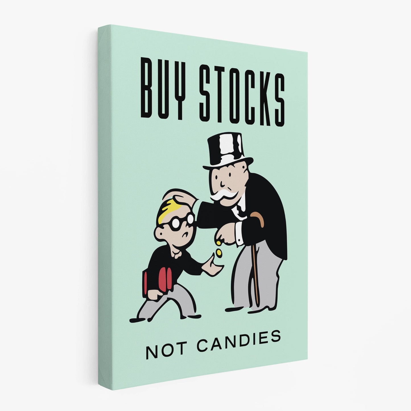 RYCANVAS Buy Stocks Not Candies Motivational Canvas Wall Art - Office Millionaire Pop Art Alec Monopoly Decor