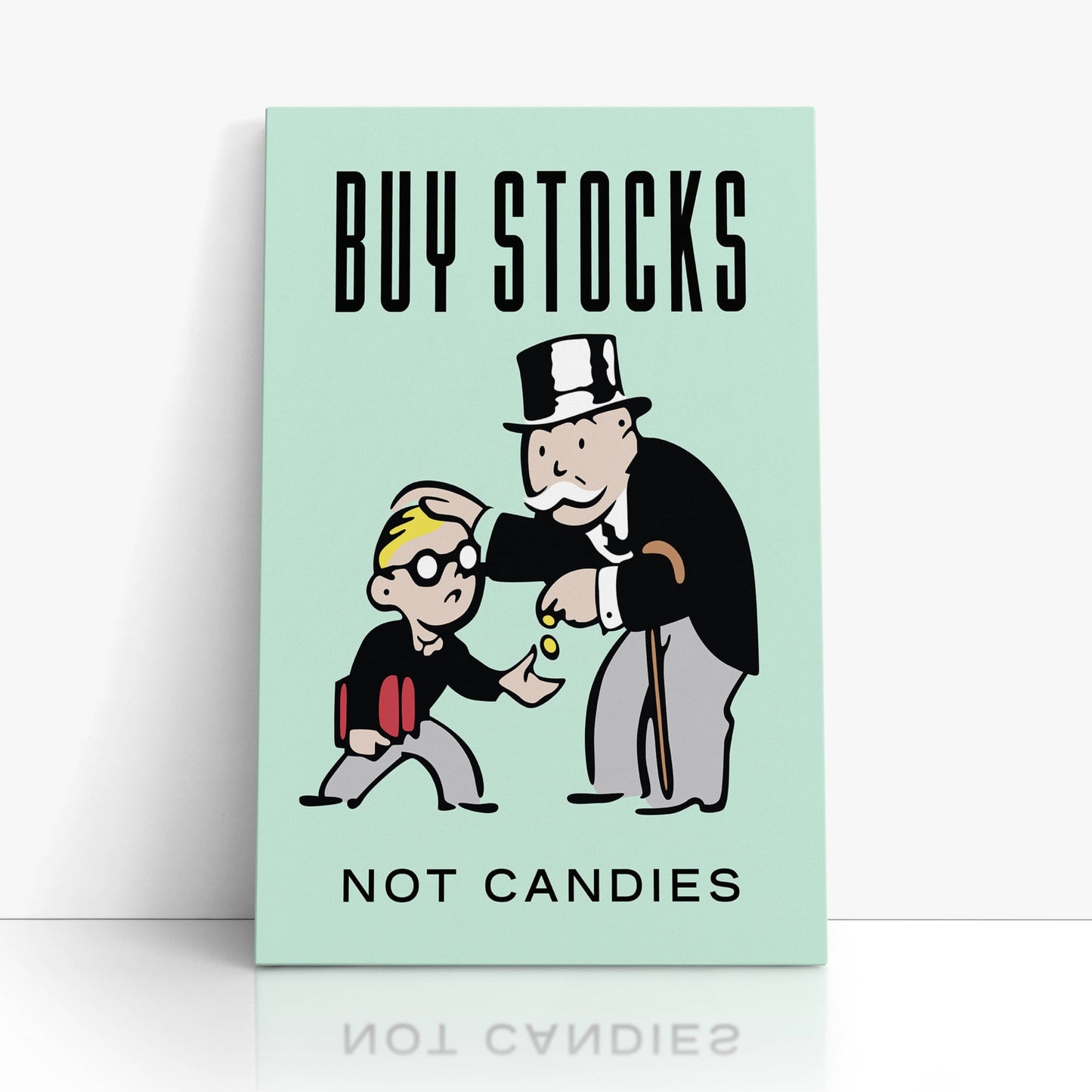 RYCANVAS Buy Stocks Not Candies Motivational Canvas Wall Art - Office Millionaire Pop Art Alec Monopoly Decor