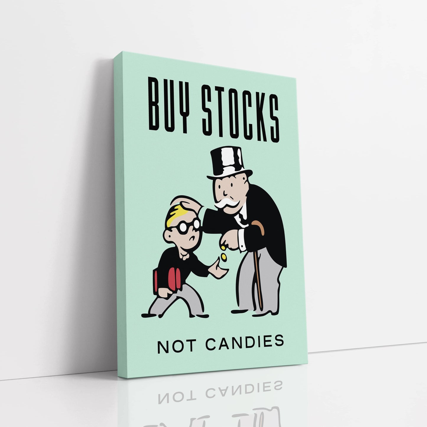 RYCANVAS Buy Stocks Not Candies Motivational Canvas Wall Art - Office Millionaire Pop Art Alec Monopoly Decor