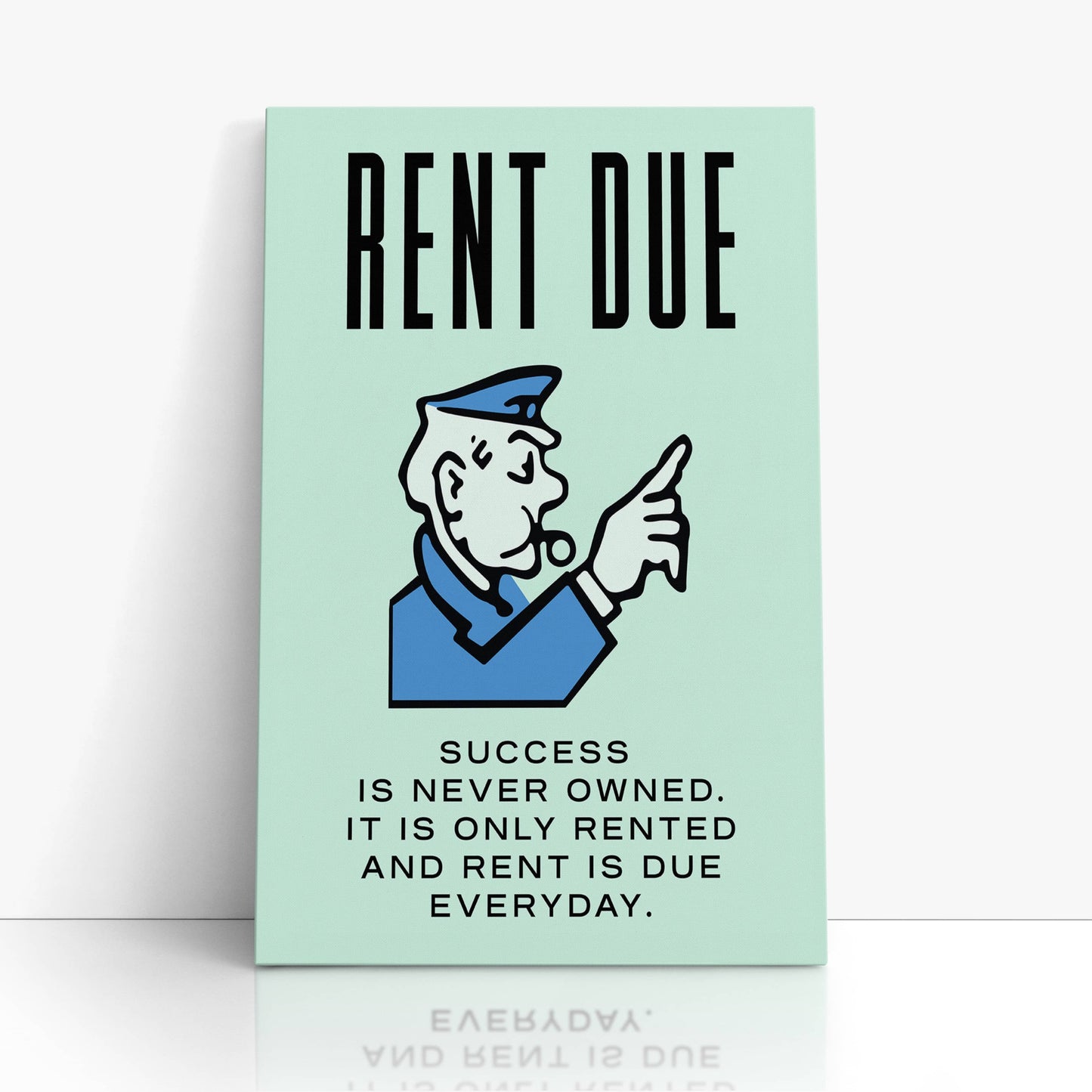 RYCANVAS Rent Due Success Is Never Owned Motivational Canvas Wall Art - Office Millionaire Pop Art Alec Monopoly Decor