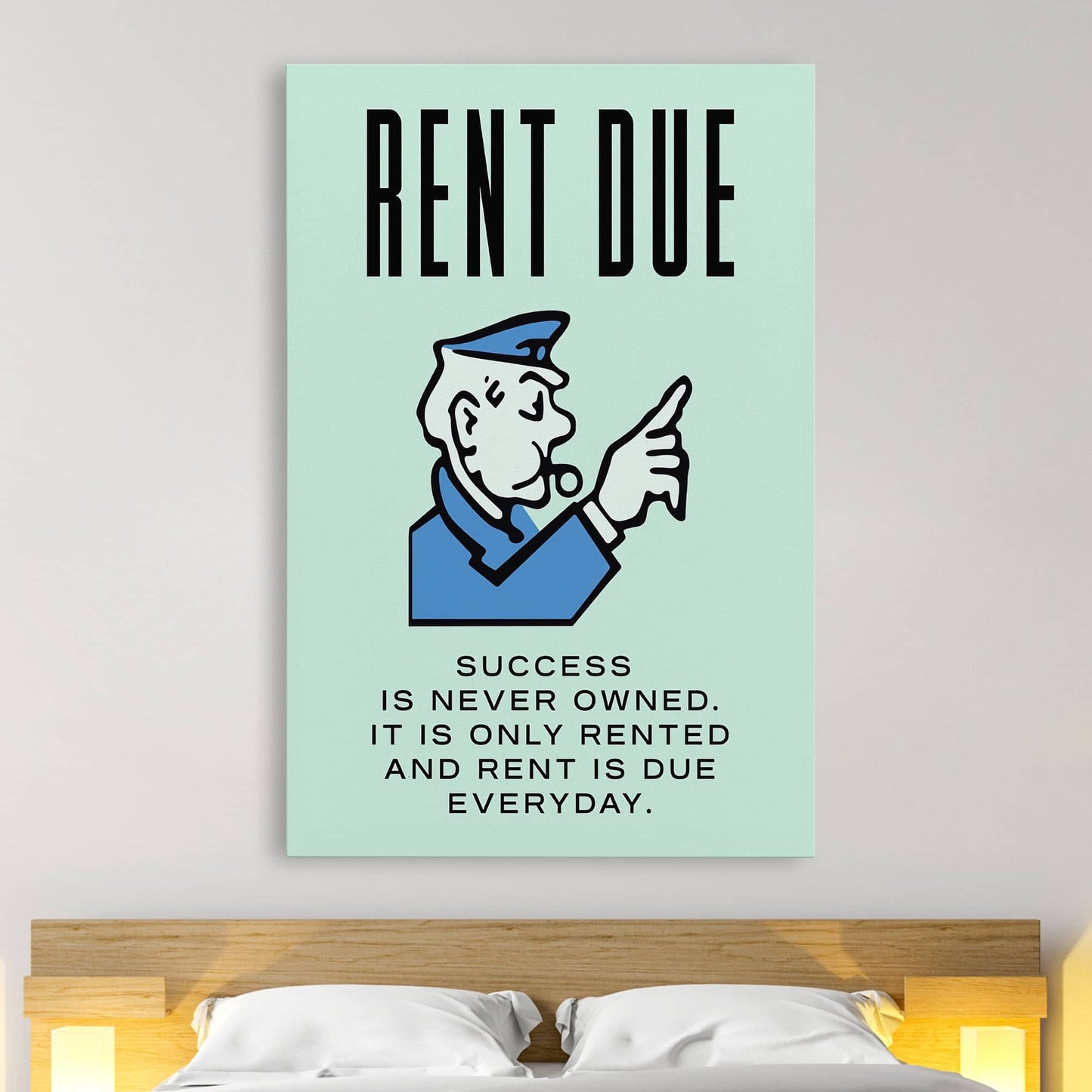 RYCANVAS Rent Due Success Is Never Owned Motivational Canvas Wall Art - Office Millionaire Pop Art Alec Monopoly Decor