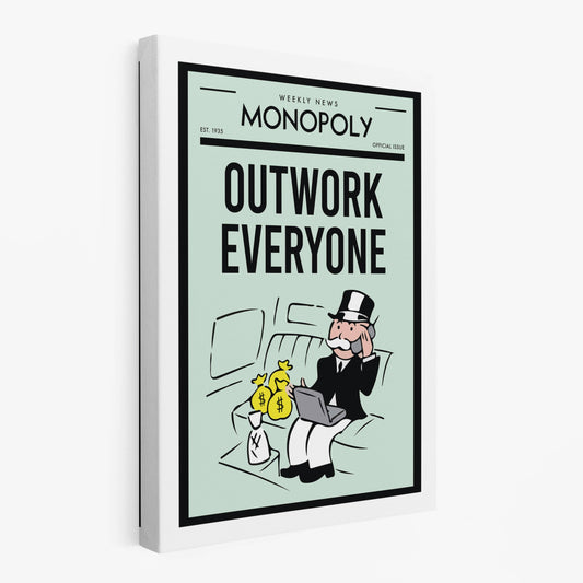 RYCANVAS Weekly News Outwork Everyone Motivational Canvas Wall Art - Office Millionaire Pop Art Alec Monopoly Decor