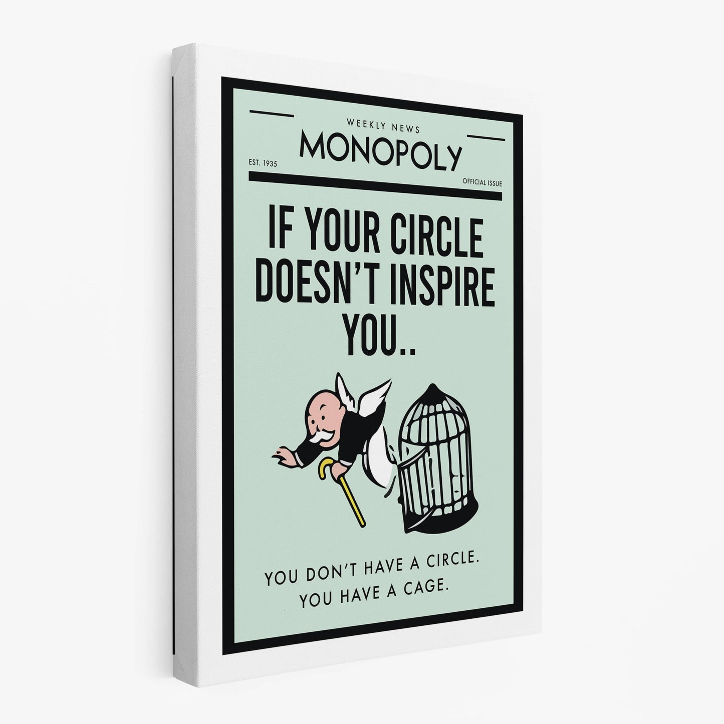 RYCANVAS Weekly News If Your Circle Doesn't Inspire You Motivational Canvas Wall Art - Office Millionaire Pop Art Alec Monopoly Decor