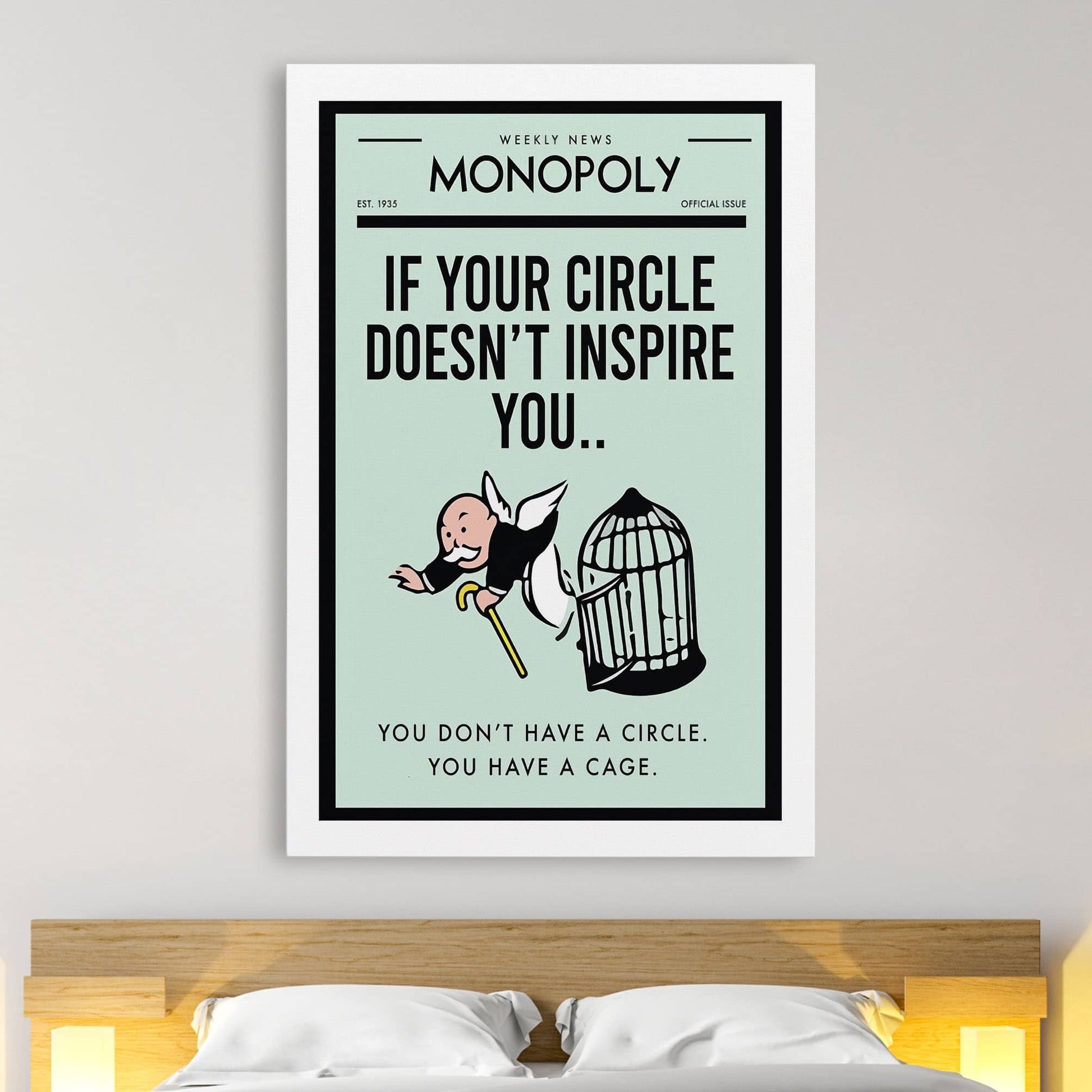 RYCANVAS Weekly News If Your Circle Doesn't Inspire You Motivational Canvas Wall Art - Office Millionaire Pop Art Alec Monopoly Decor