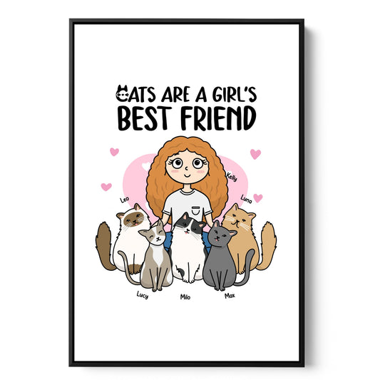 RYCANVAS Cats Are a Girl's Best Friend - Personalized Canvas Wall Art