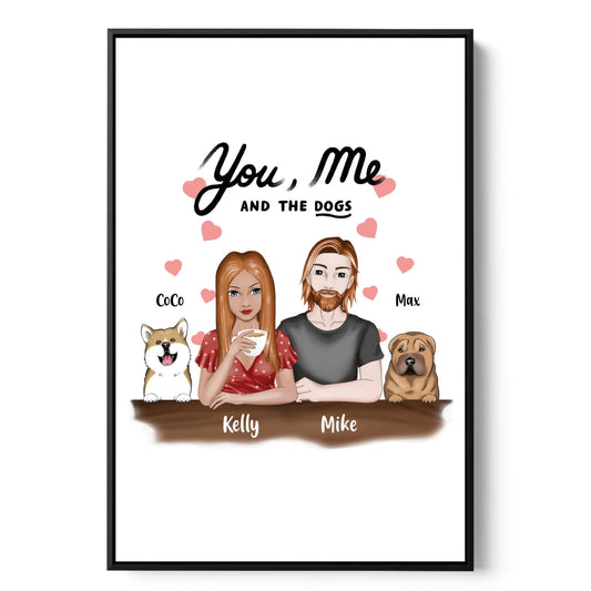 You Me and The Dogs - Personalized Canvas Wall Art